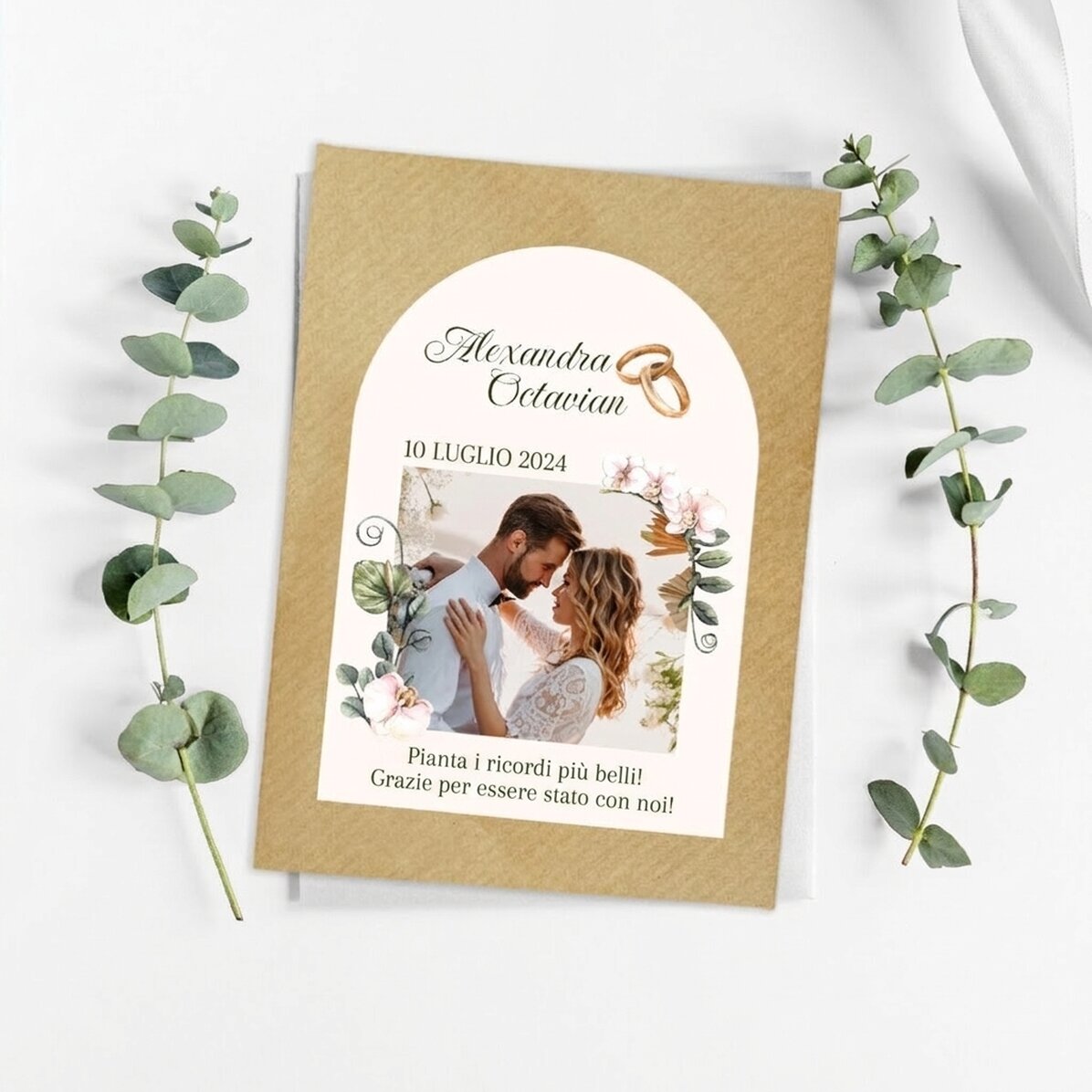 Testimonianza personalizzata con foto e testo per il matrimonio