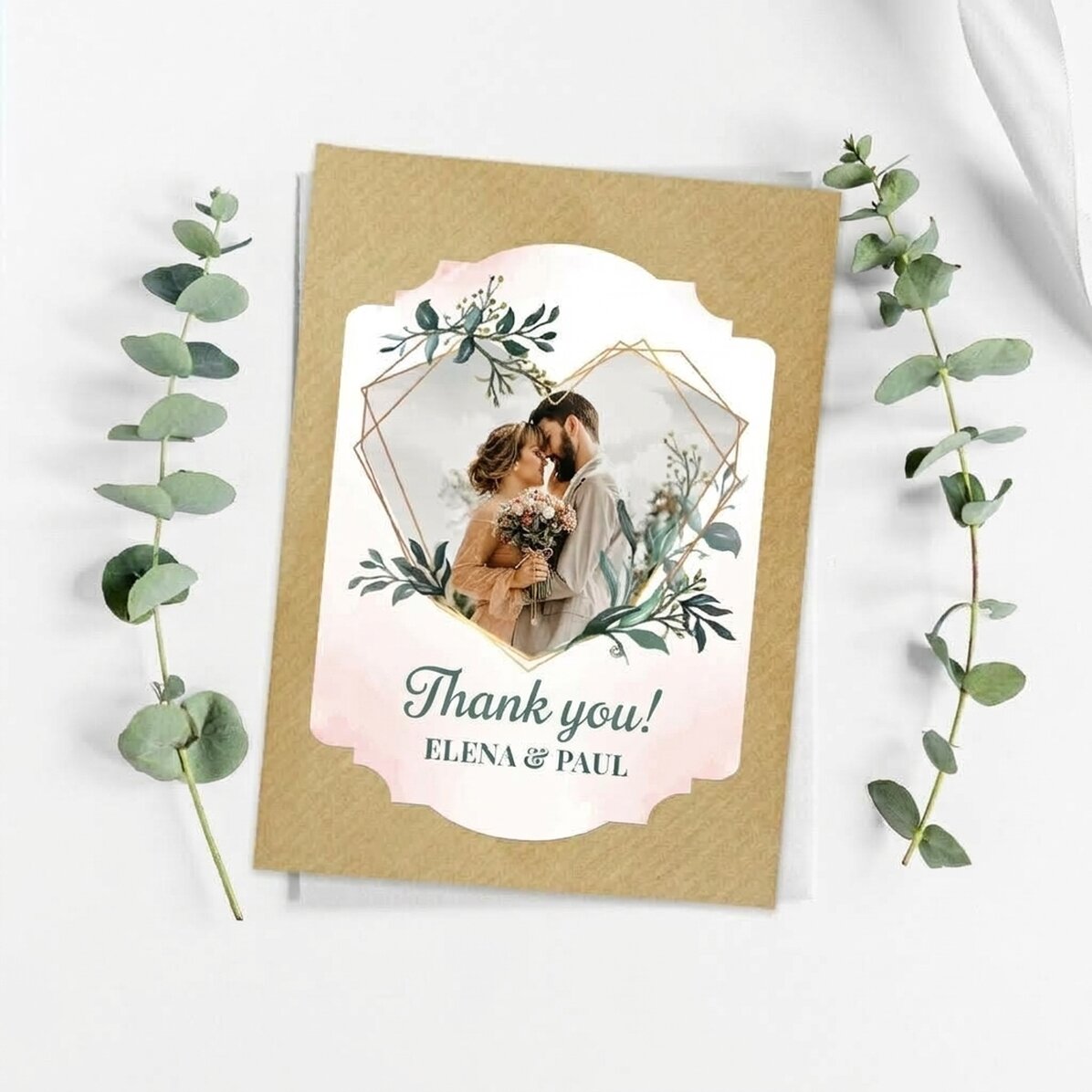Biglietto personalizzato con foto e testo per il matrimonio - Cuore