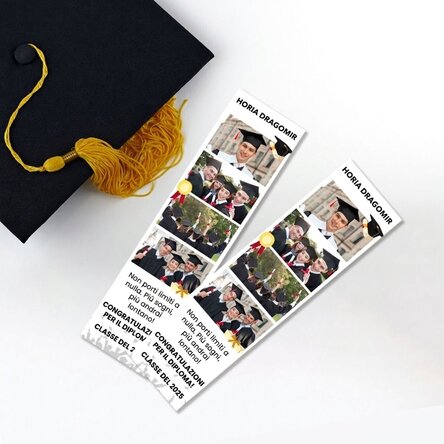 Segnalibro personalizzato con 4 foto e testo - Laurea