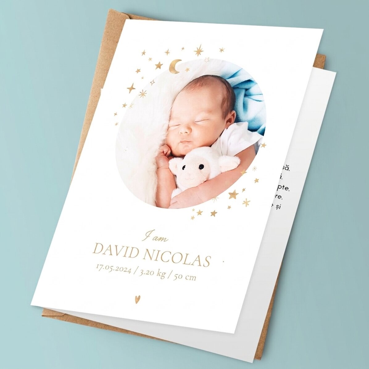 Biglietto di auguri personalizzato con testo e foto - Baby