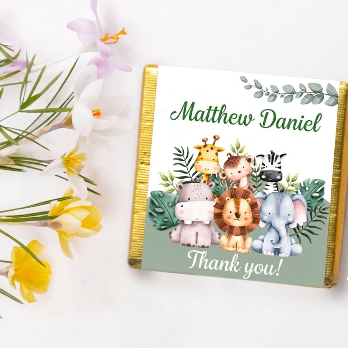 Mini cioccolatino personalizzato per il battesimo - Animalietti