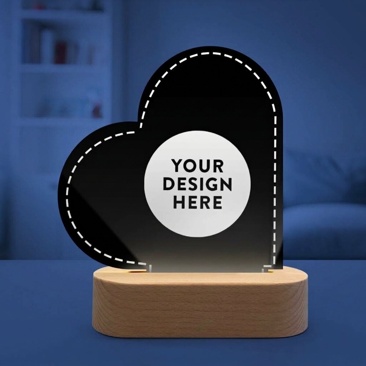 Lampada da comodino a LED a forma di cuore personalizzata con la tua grafica