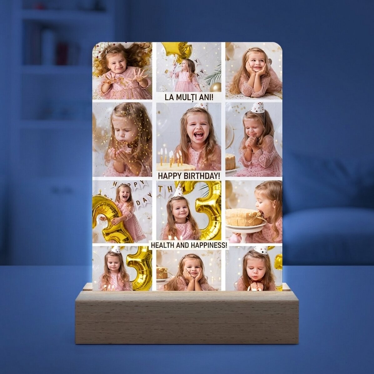 Lampada da comodino a LED personalizzata con 12 foto