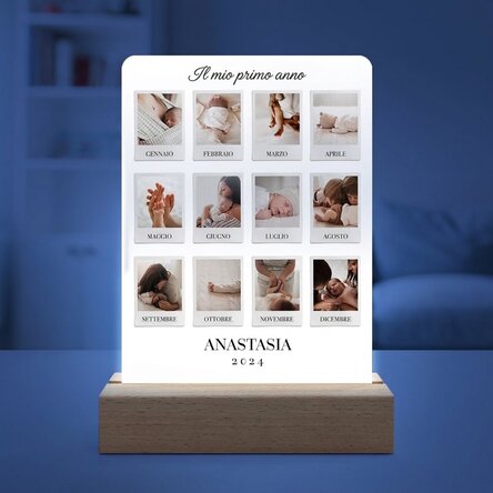 Lampada da comodino a LED personalizzata con 12 foto - My First Year