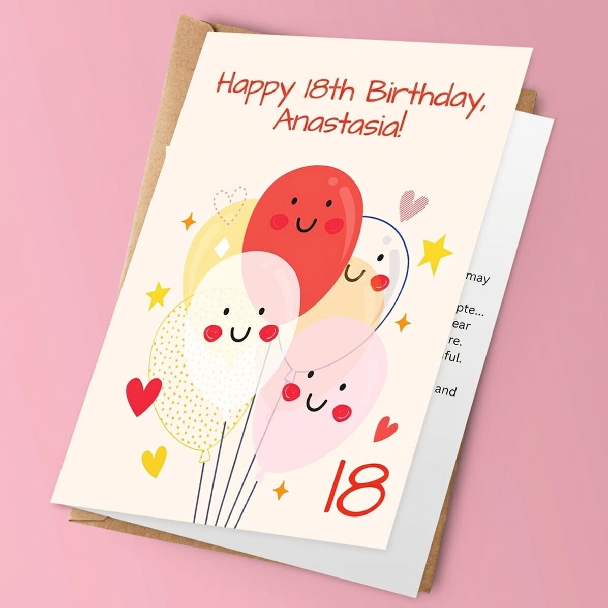 Biglietto di auguri personalizzato con testo - Palloncini