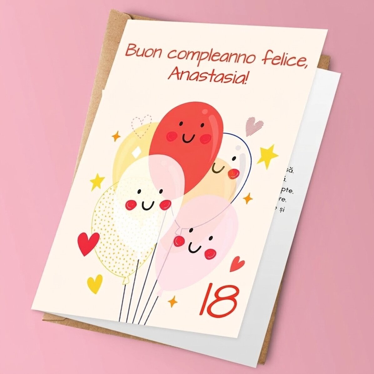Biglietto di auguri personalizzato con testo - Palloncini