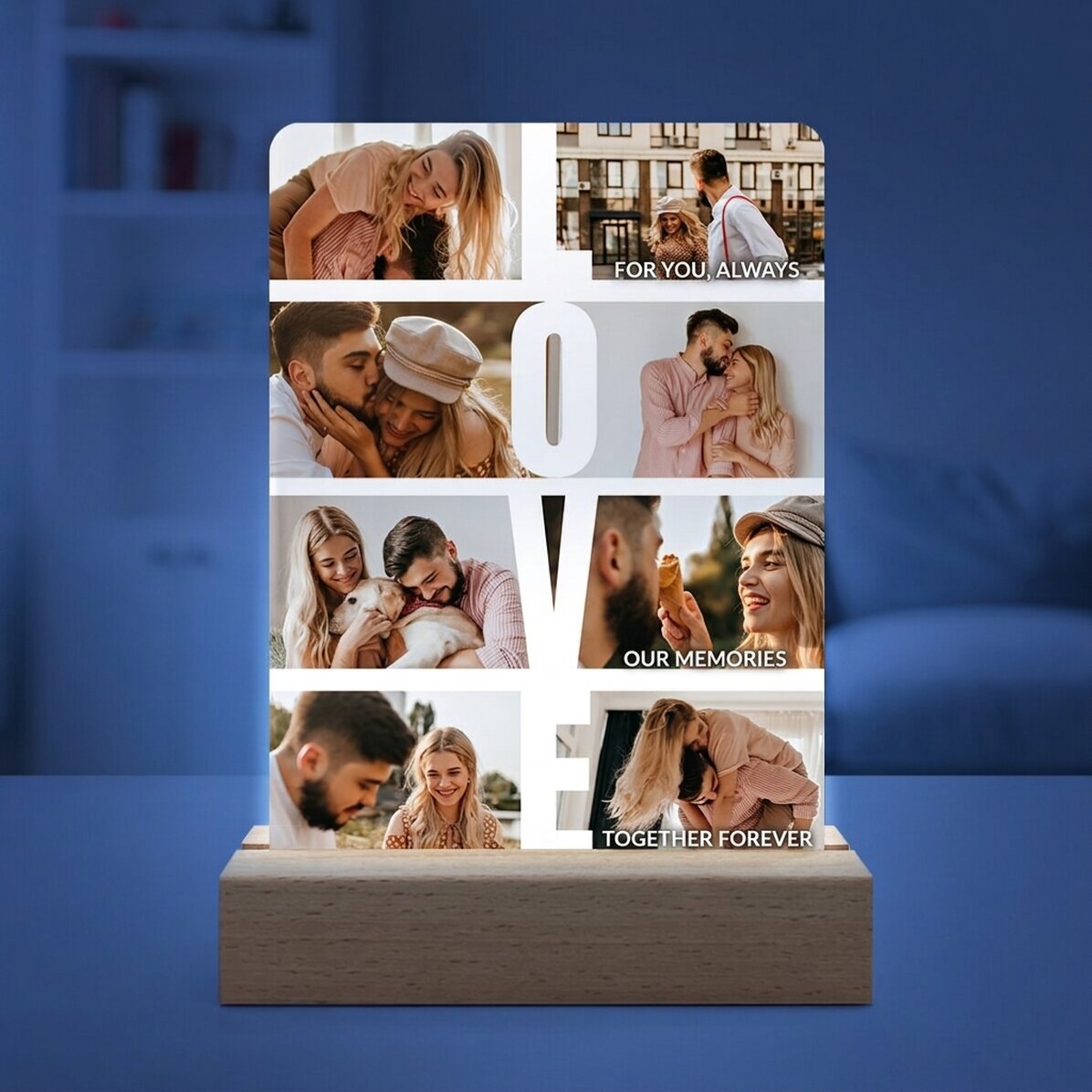 Lampada da comodino a LED personalizzata con 8 foto