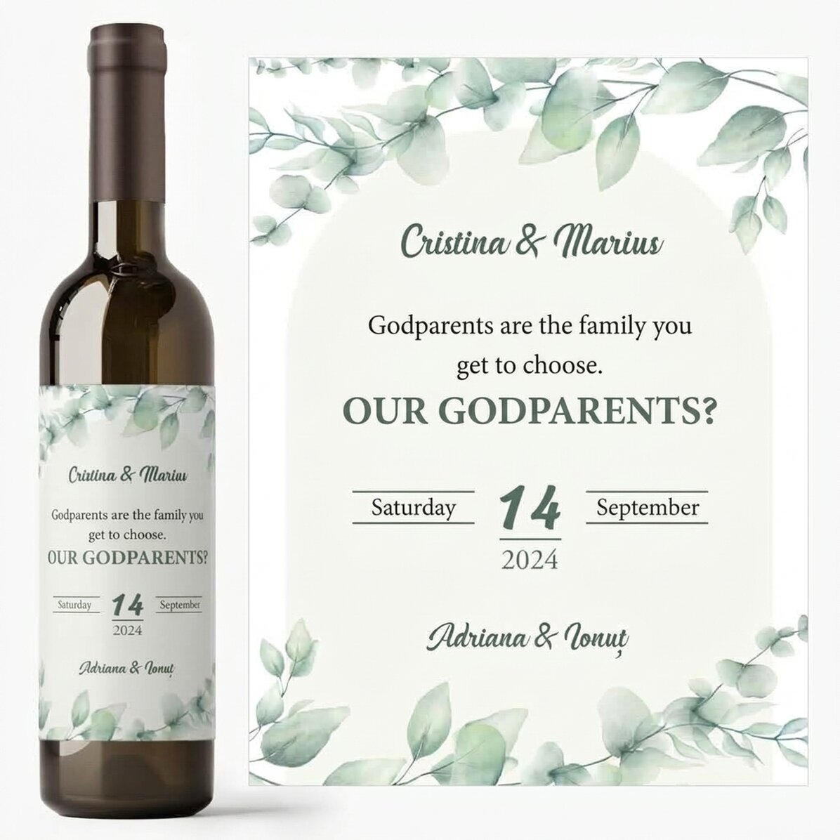 Vino personalizzato con dedica - Per i padrini