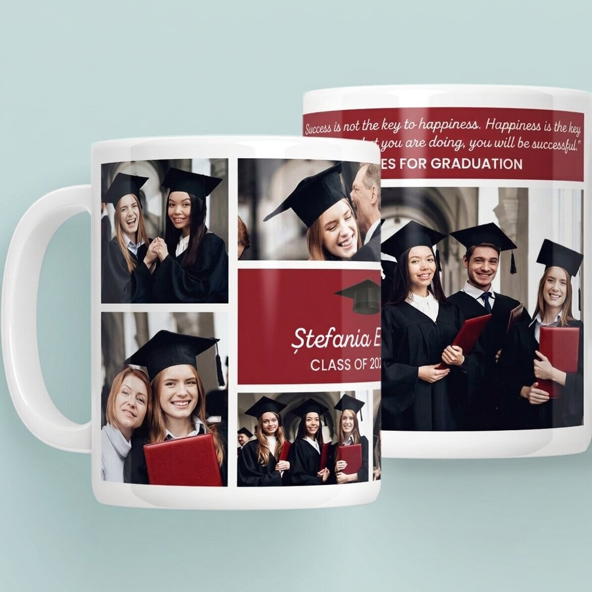 Tazza personalizzata con 6 foto e un messaggio - Laurea