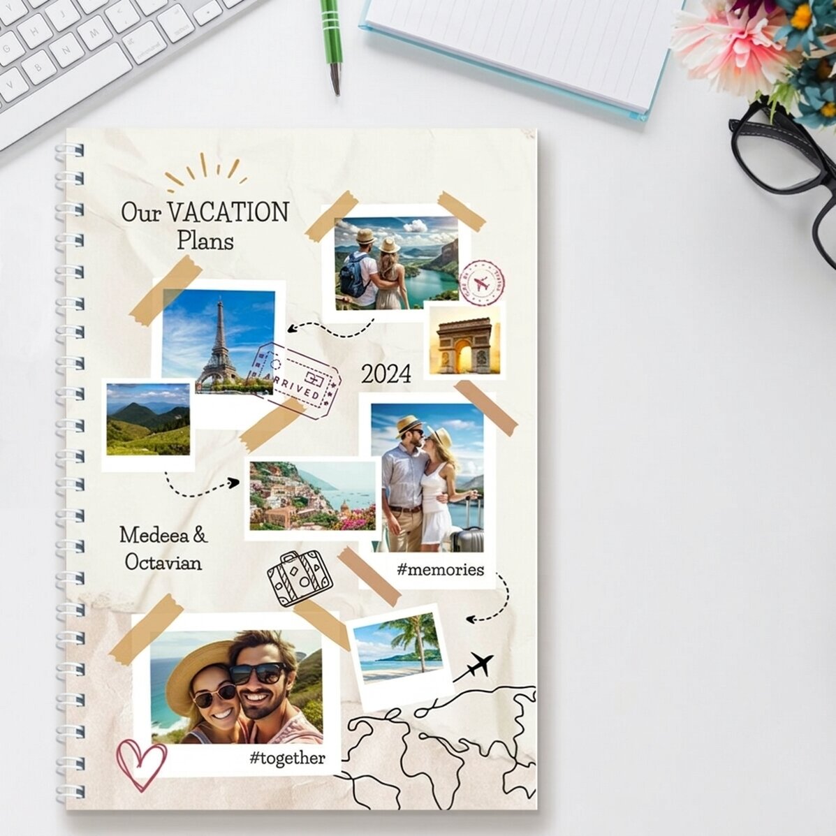 Taccuino personalizzato con 8 foto e testo - Programmi per le vacanze