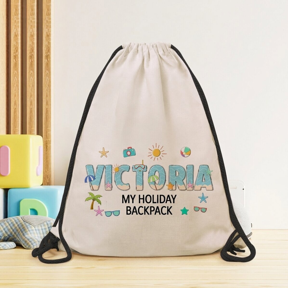Zaino personalizzato con nome e messaggio - Vacanze estive