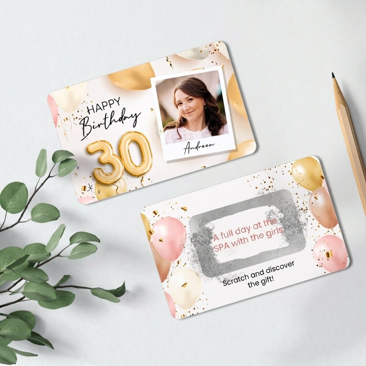 Tessera in alluminio personalizzata su entrambi i lati con foto e messaggio - Buon compleanno