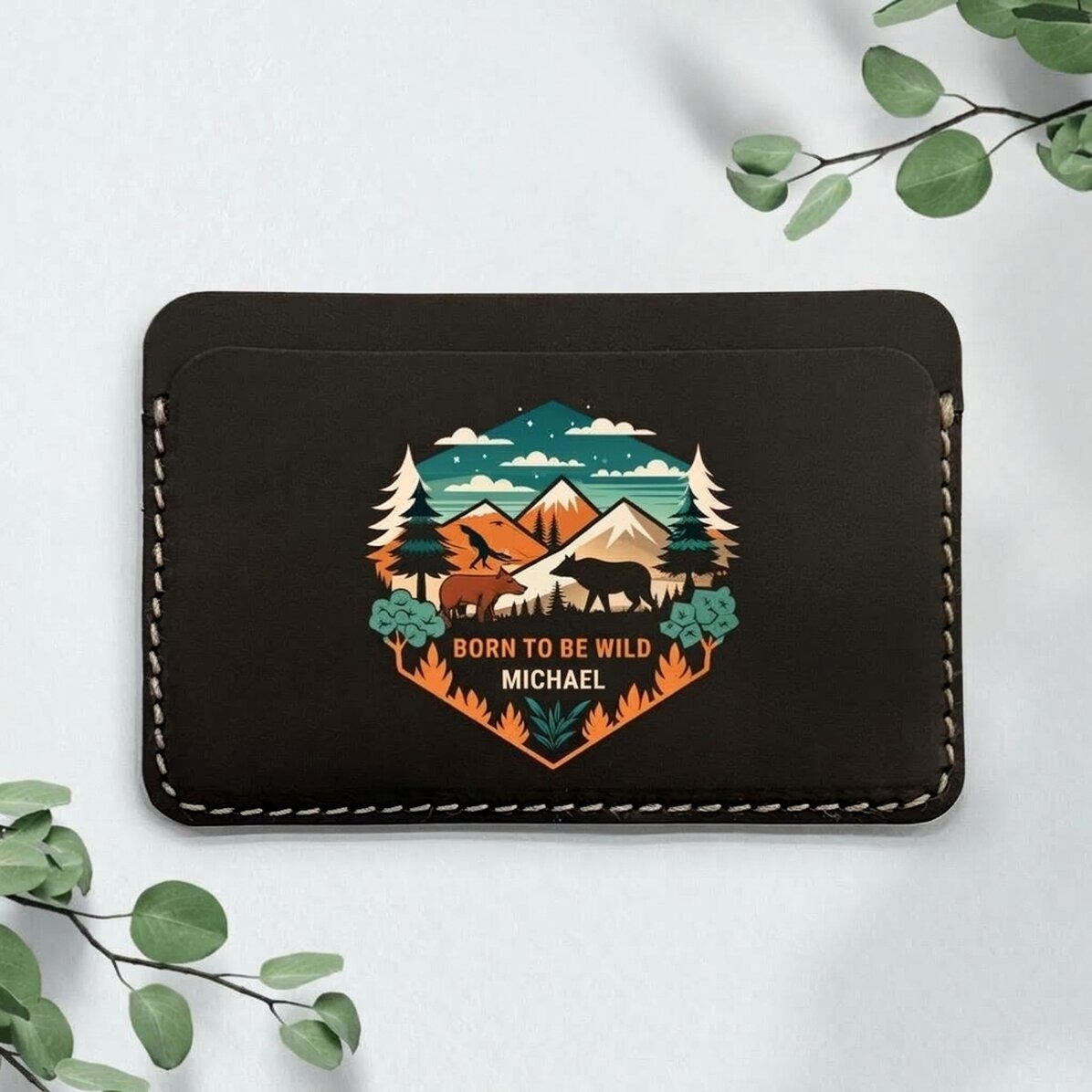 Portafoglio in pelle personalizzato a colori con scritta - Wild
