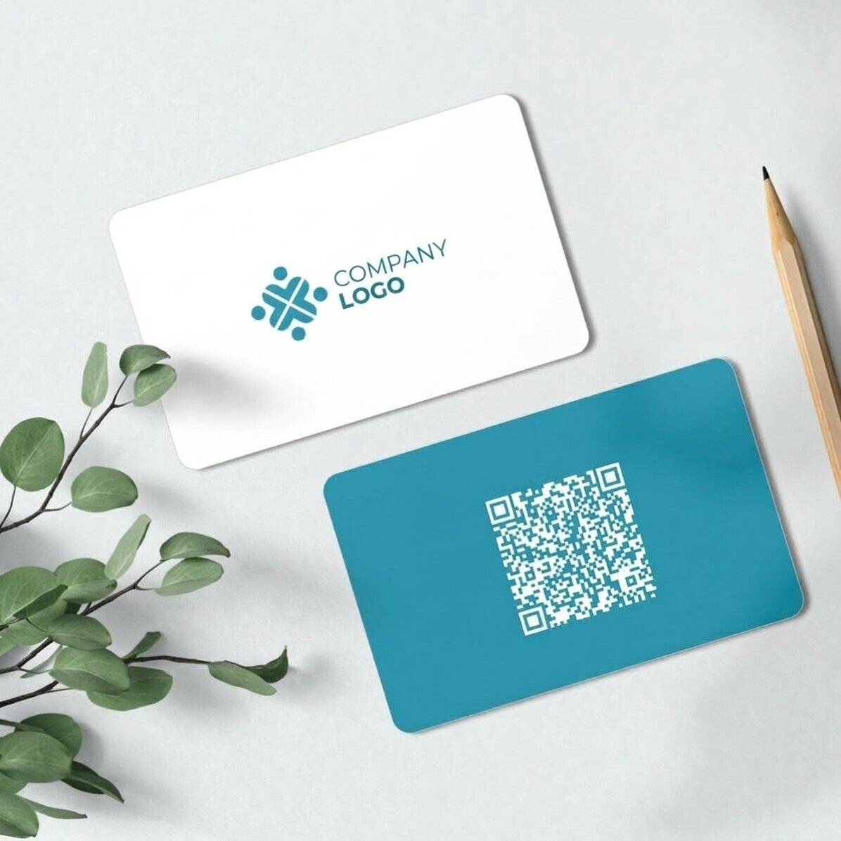 Biglietto da visita in alluminio personalizzato fronte-retro con codice QR e logo - Dati di contatto