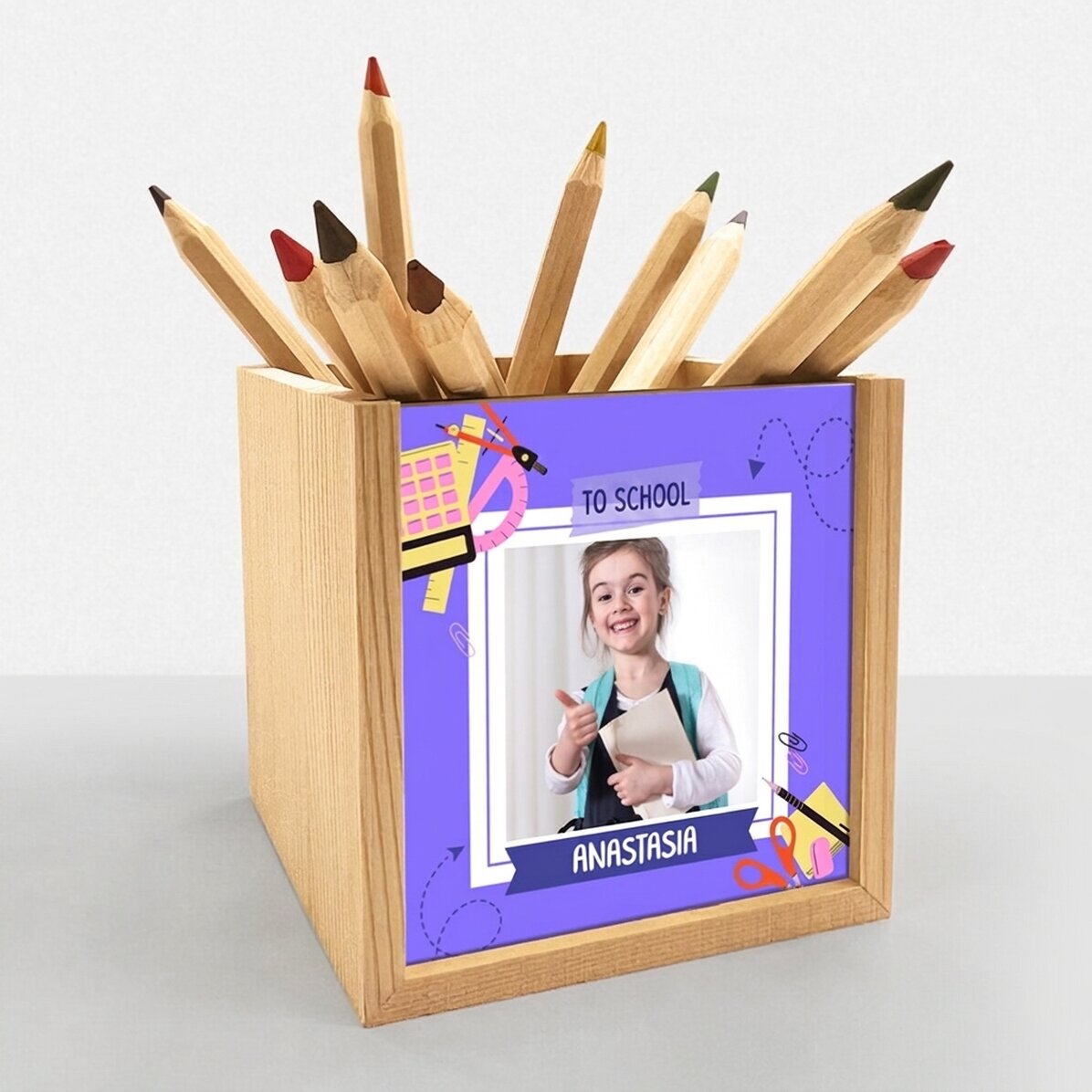 Portamatite personalizzato con foto e testo - Ritorno a scuola