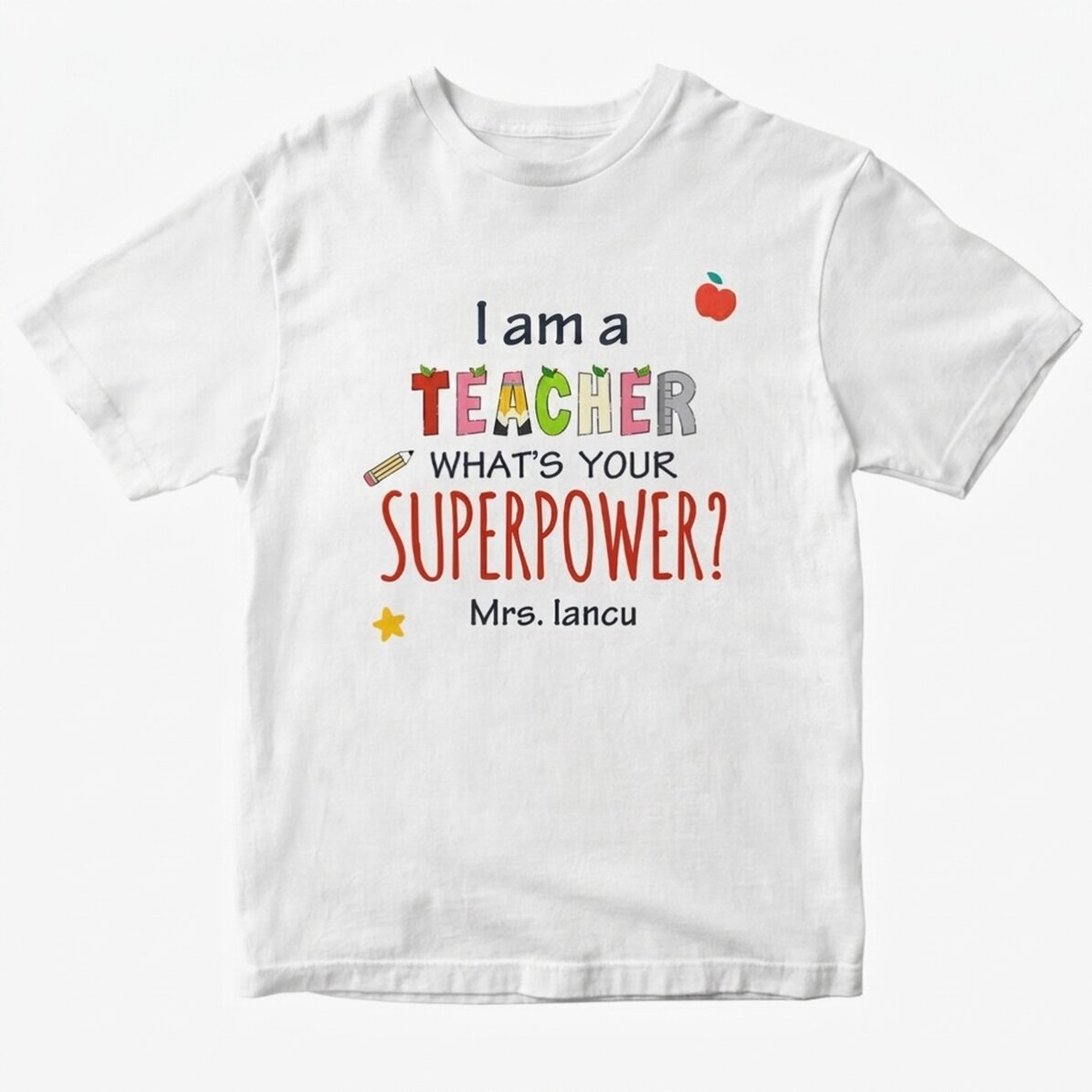 Maglietta in cotone personalizzata con scritta - Superpower