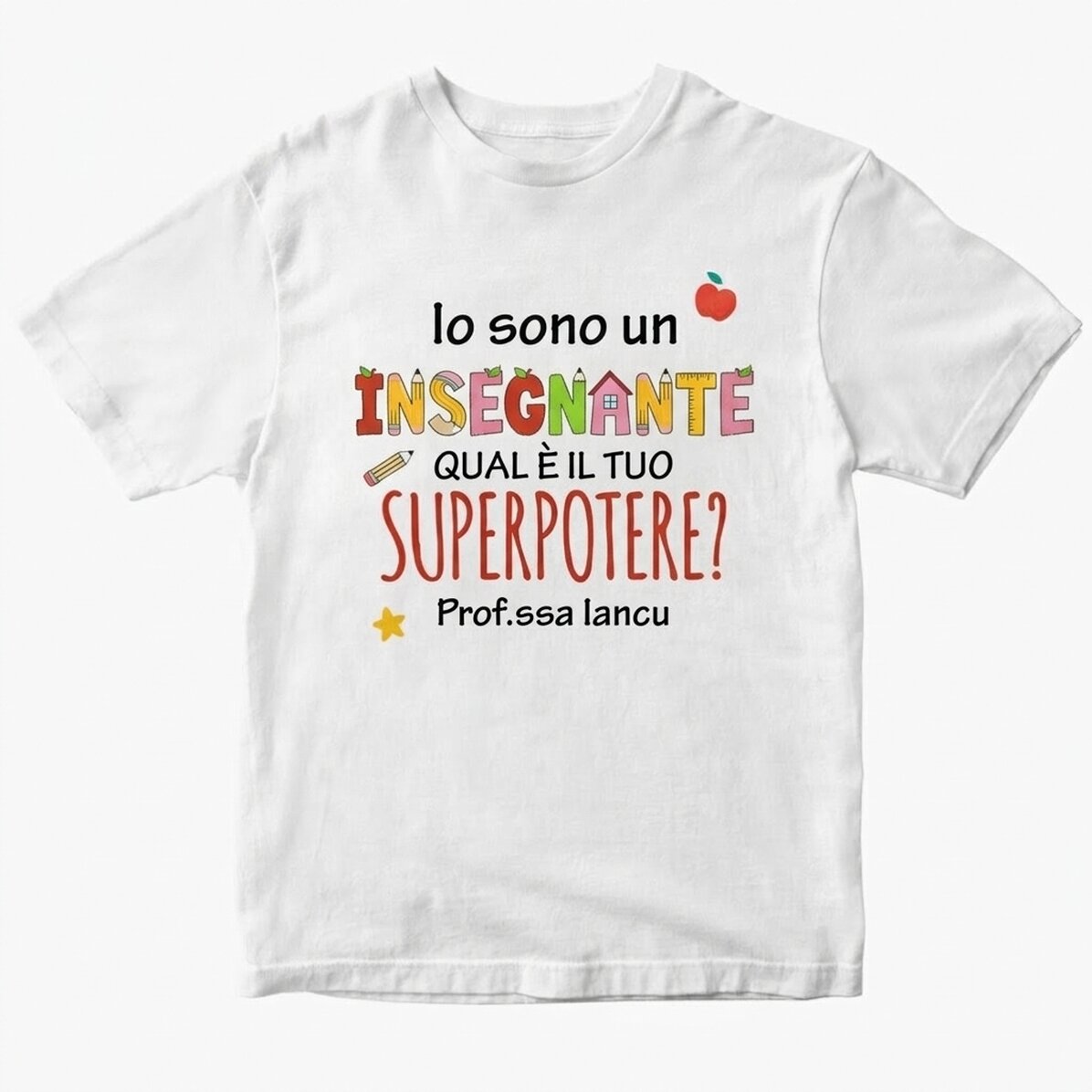 Maglietta in cotone personalizzata con scritta - Superpower