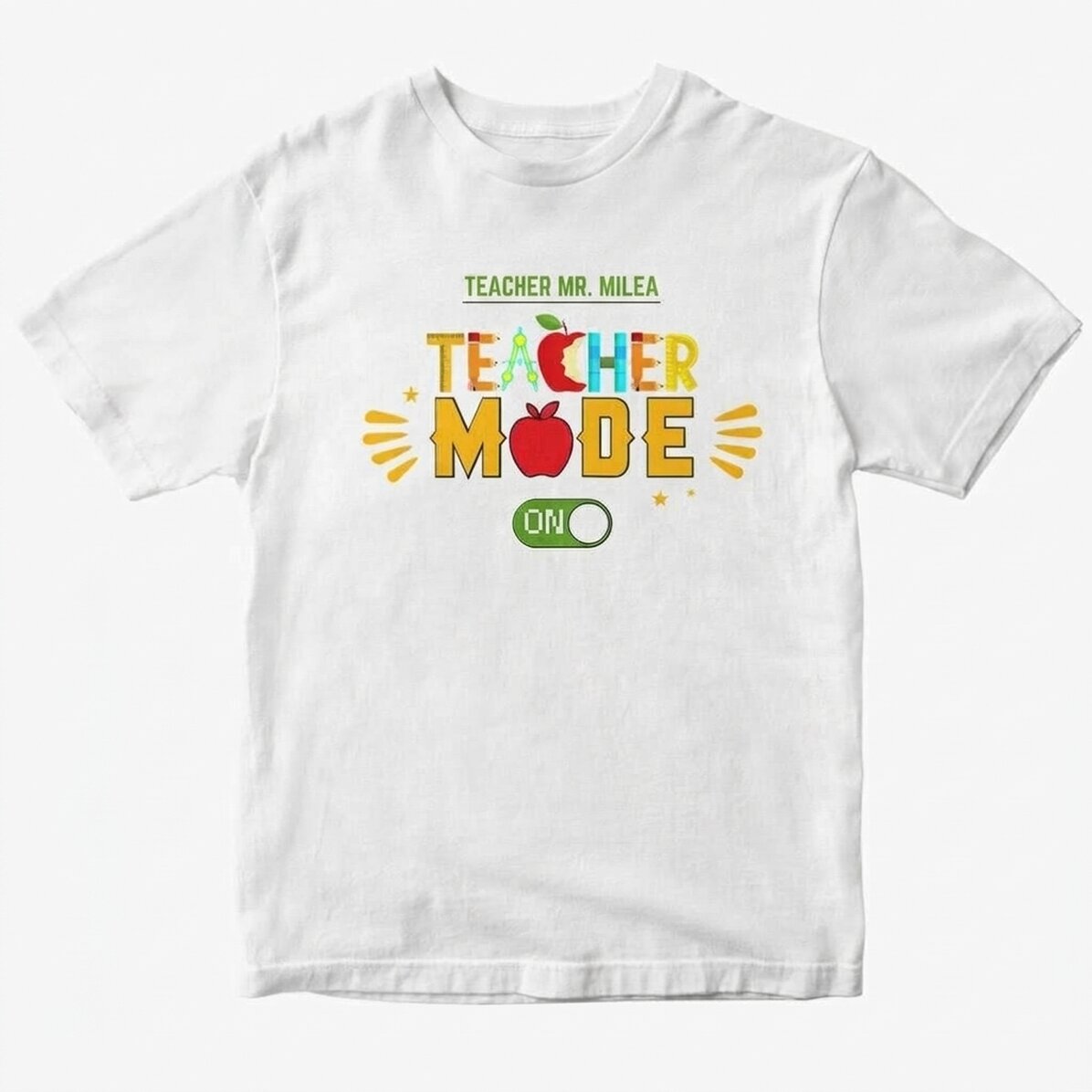 Maglietta in cotone personalizzata con scritta - Teacher mode on