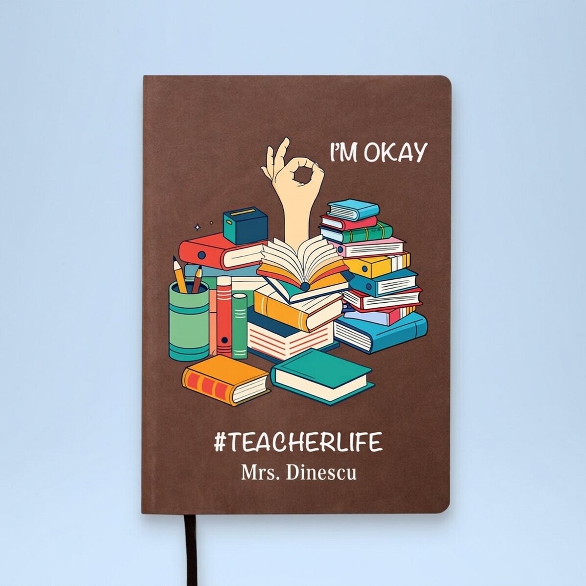 Agenda in pelle personalizzata a colori - #TEACHERLIFE