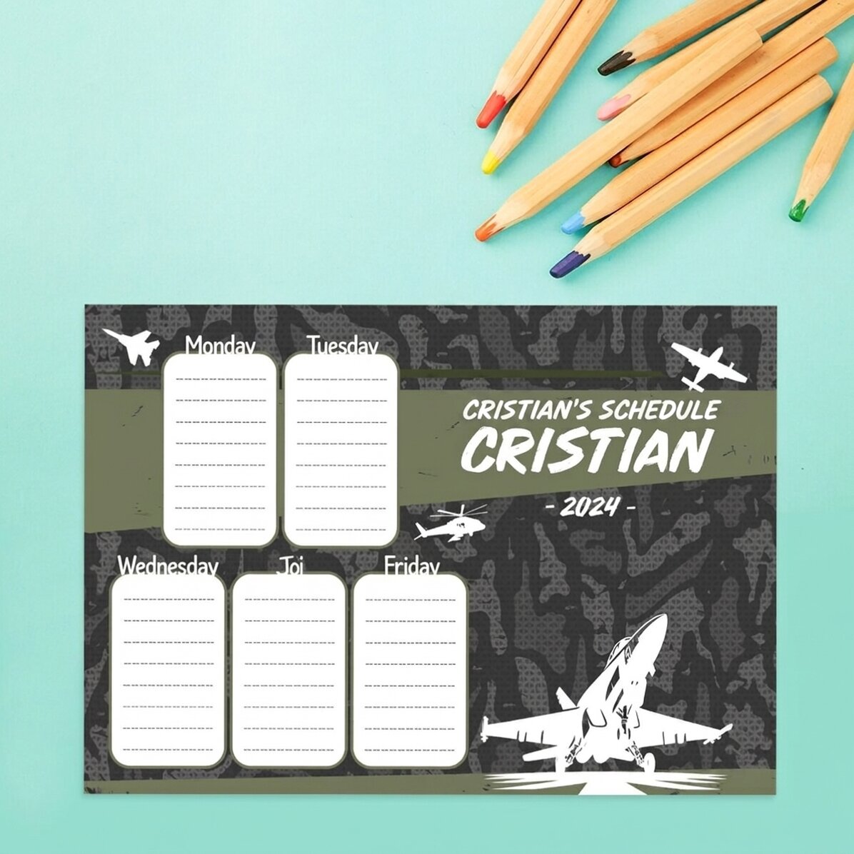 Orario personalizzato con testo - Diventerò un pilota!