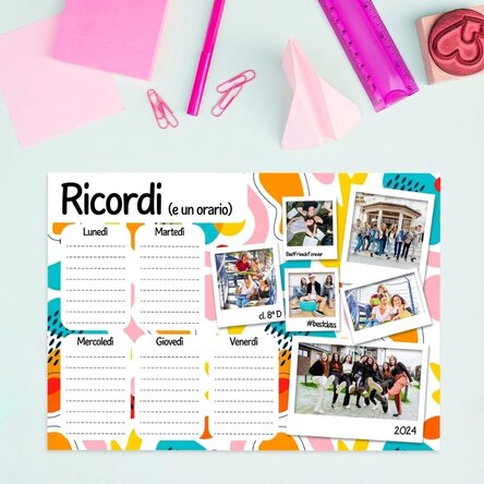 Orario personalizzato con testo e foto - Ricordi di scuola