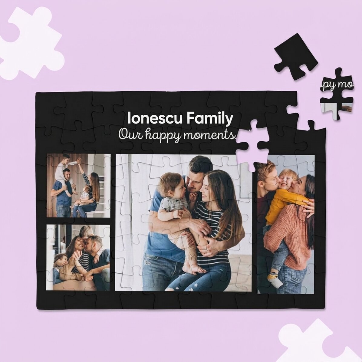Puzzle personalizzato con 4 foto e testo