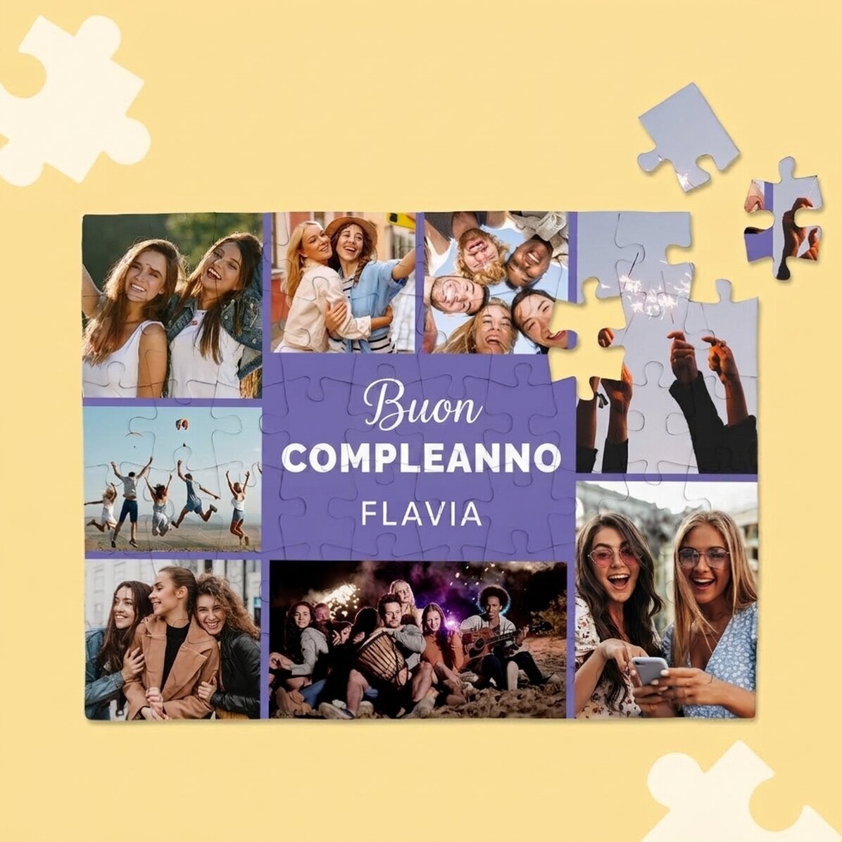 Puzzle personalizzato con 8 foto e testo