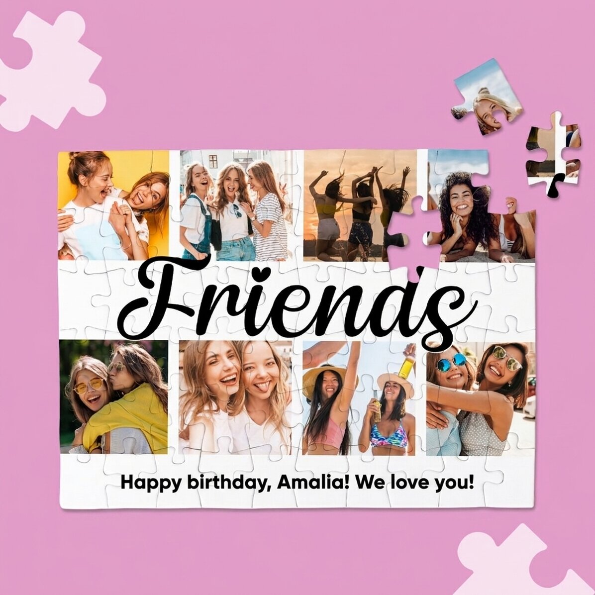 Puzzle personalizzato con 8 foto e un messaggio