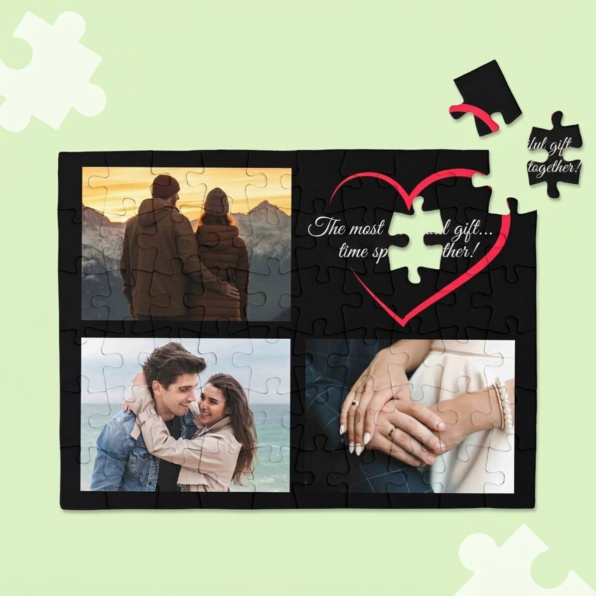 Puzzle personalizzato con 3 foto e testo - In love