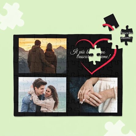 Puzzle personalizzato con 3 foto e testo - In love