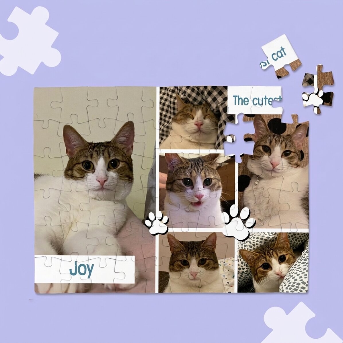 Puzzle personalizzato con 6 foto e un messaggio - Animalute
