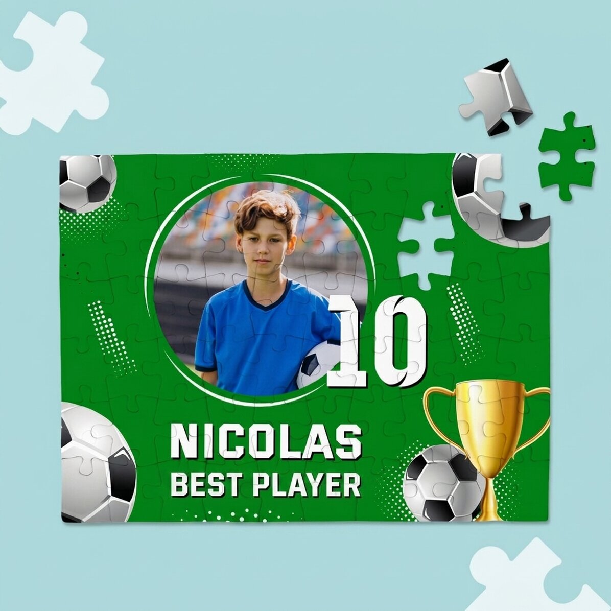 Puzzle personalizzato con una foto e un messaggio - Calcio