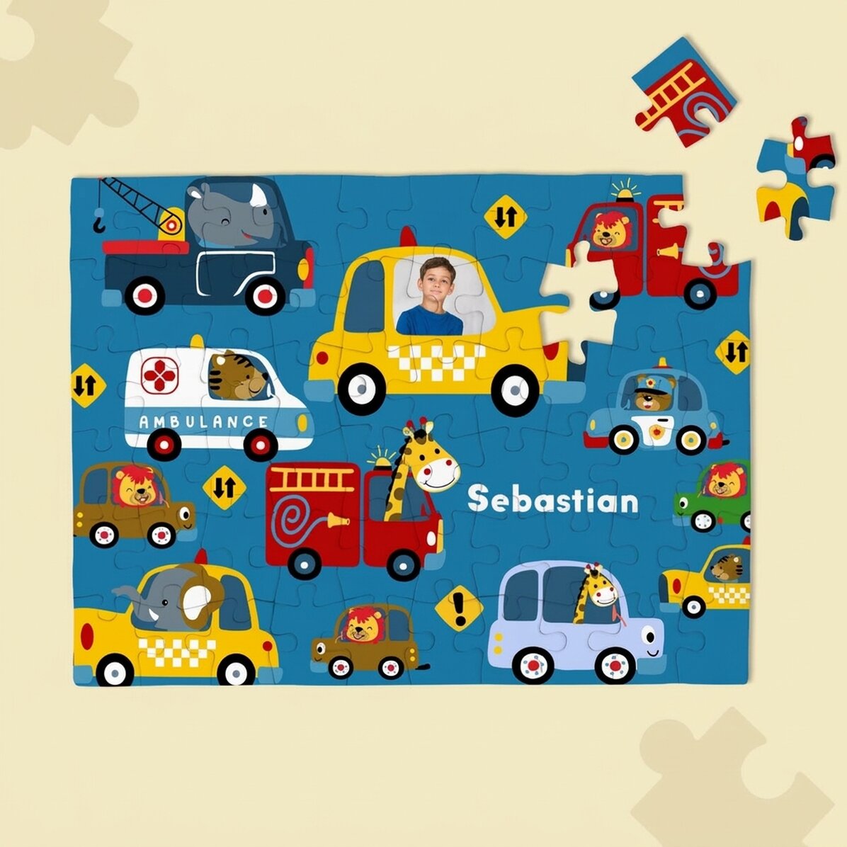 Puzzle personalizzato per bambini con foto e testo - Cars