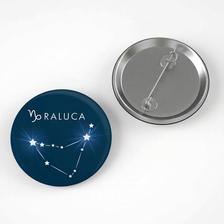 Distintivo personalizzato con nome - Segno zodiacale Capricorno