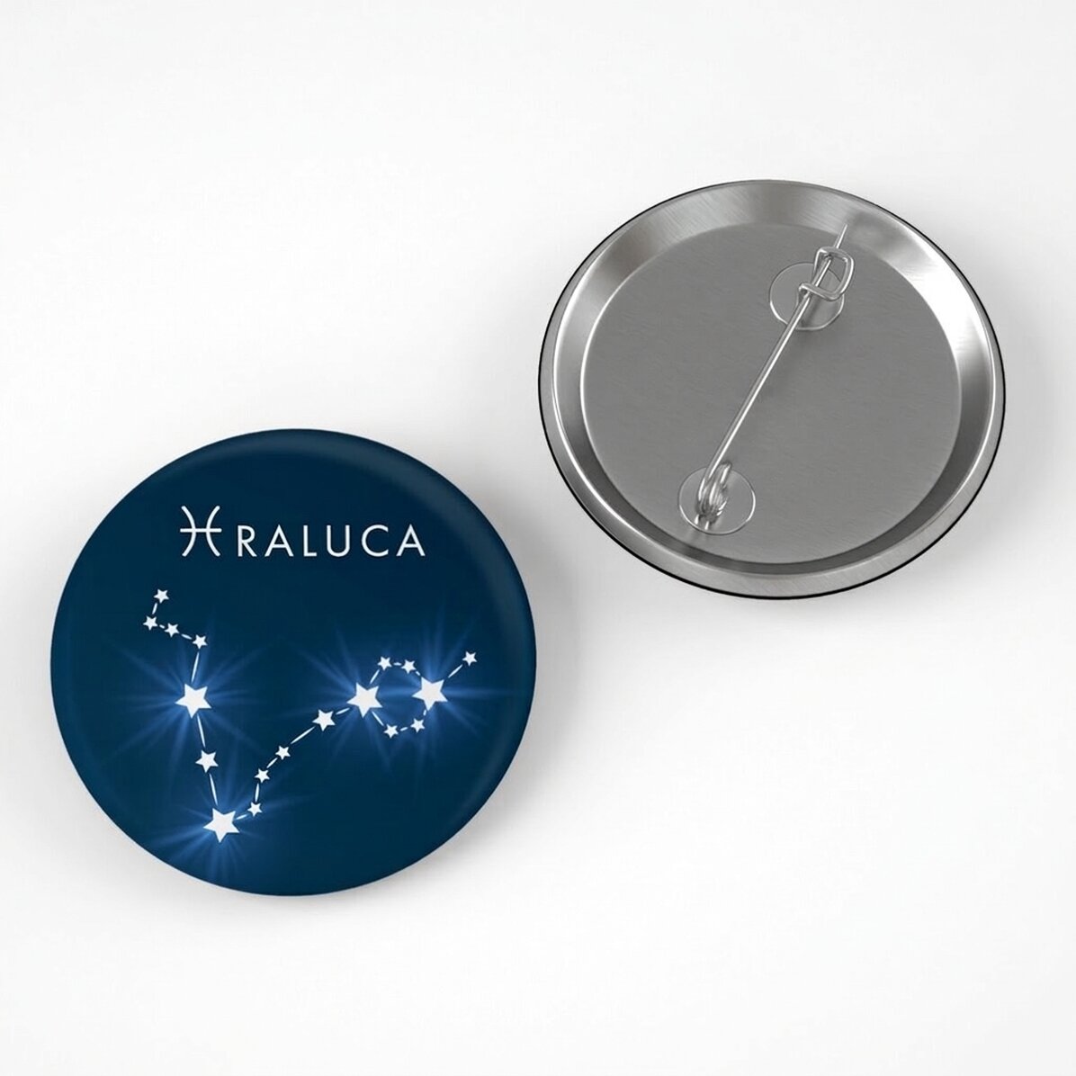Spilla personalizzata con nome - Segno zodiacale Pesci