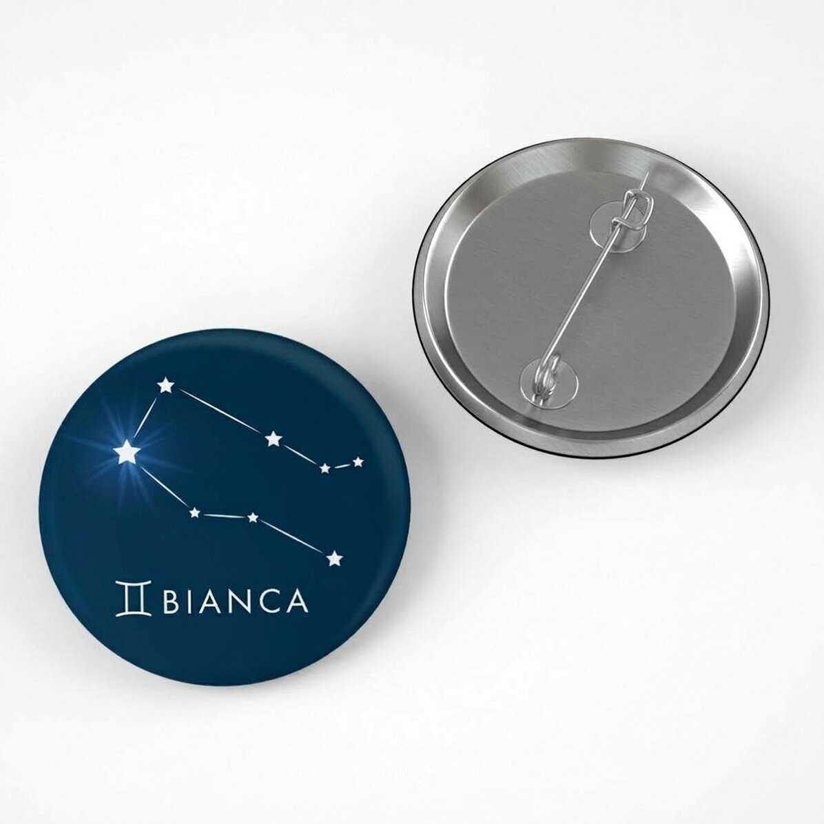 Spilla personalizzata con nome - Segno zodiacale Gemelli