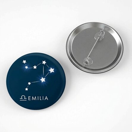 Personalised badge with name - Libra zodiac sign