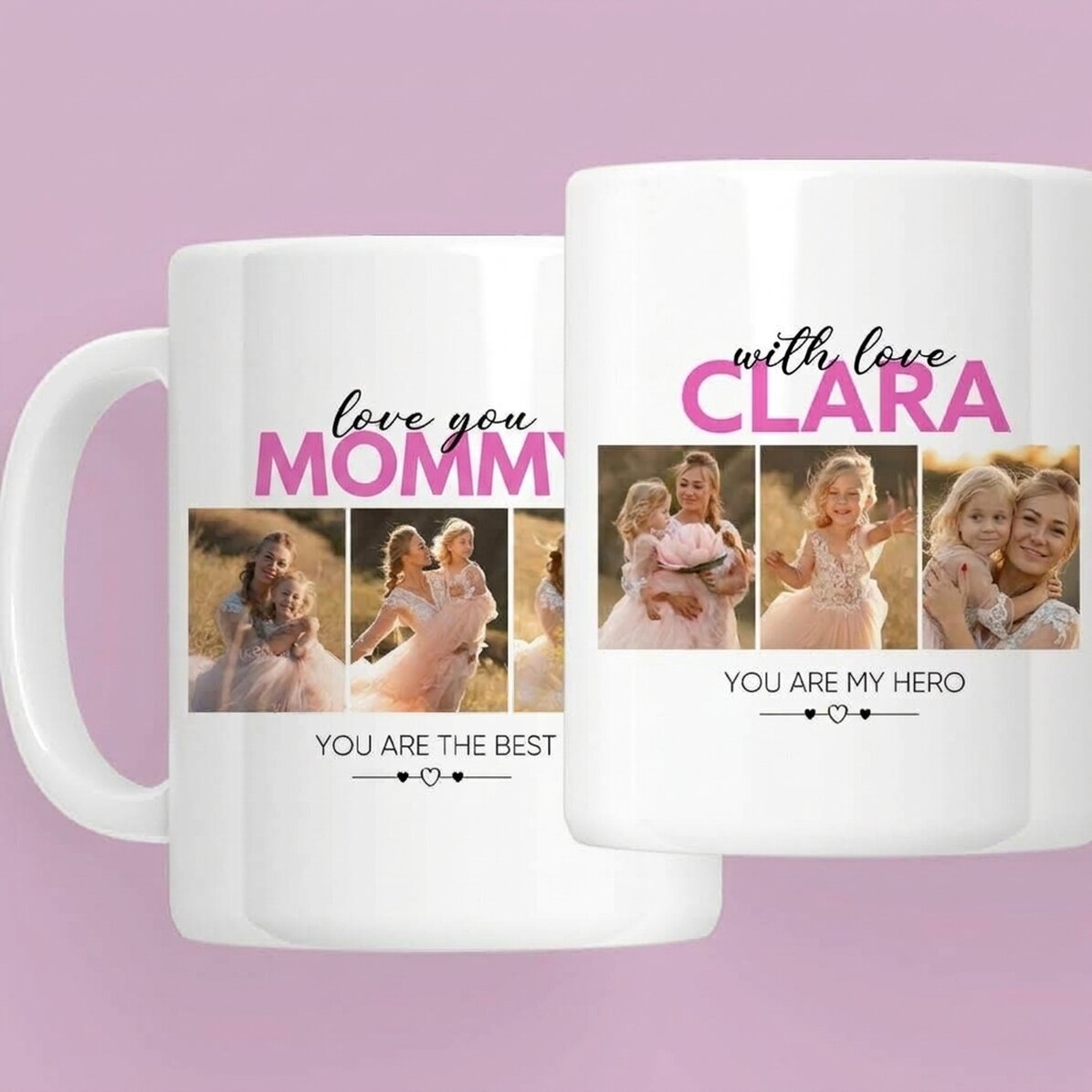 Tazza personalizzata con 6 foto e testo - With love