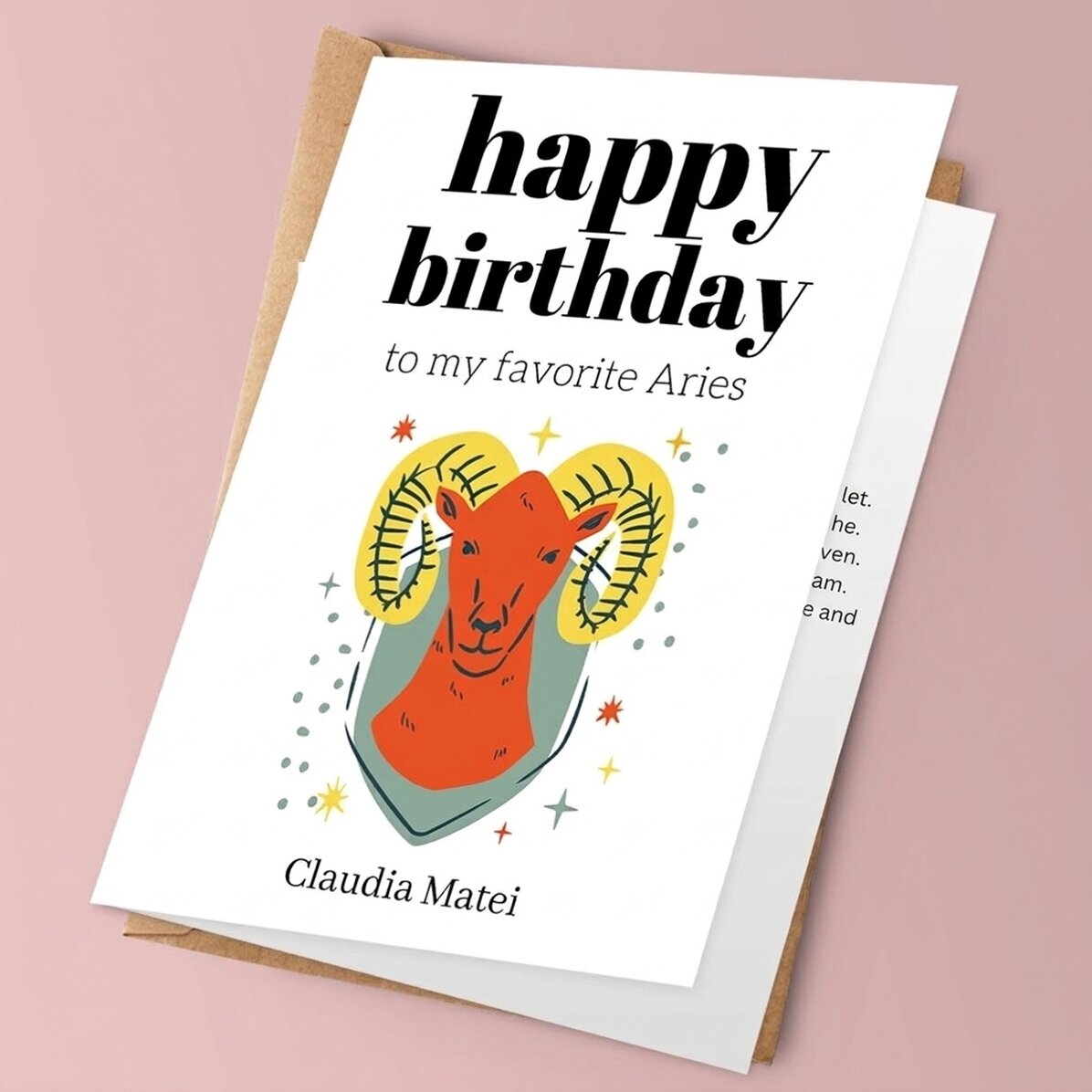 Biglietto di auguri personalizzato con testo - Segno zodiacale