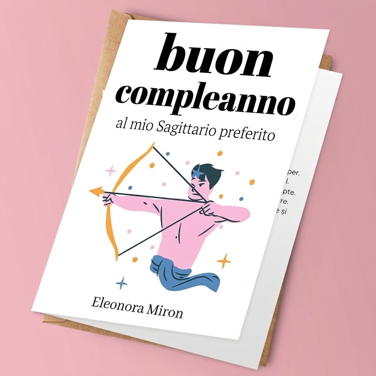 Biglietto di auguri personalizzato con testo - Segno zodiacale del Sagittario
