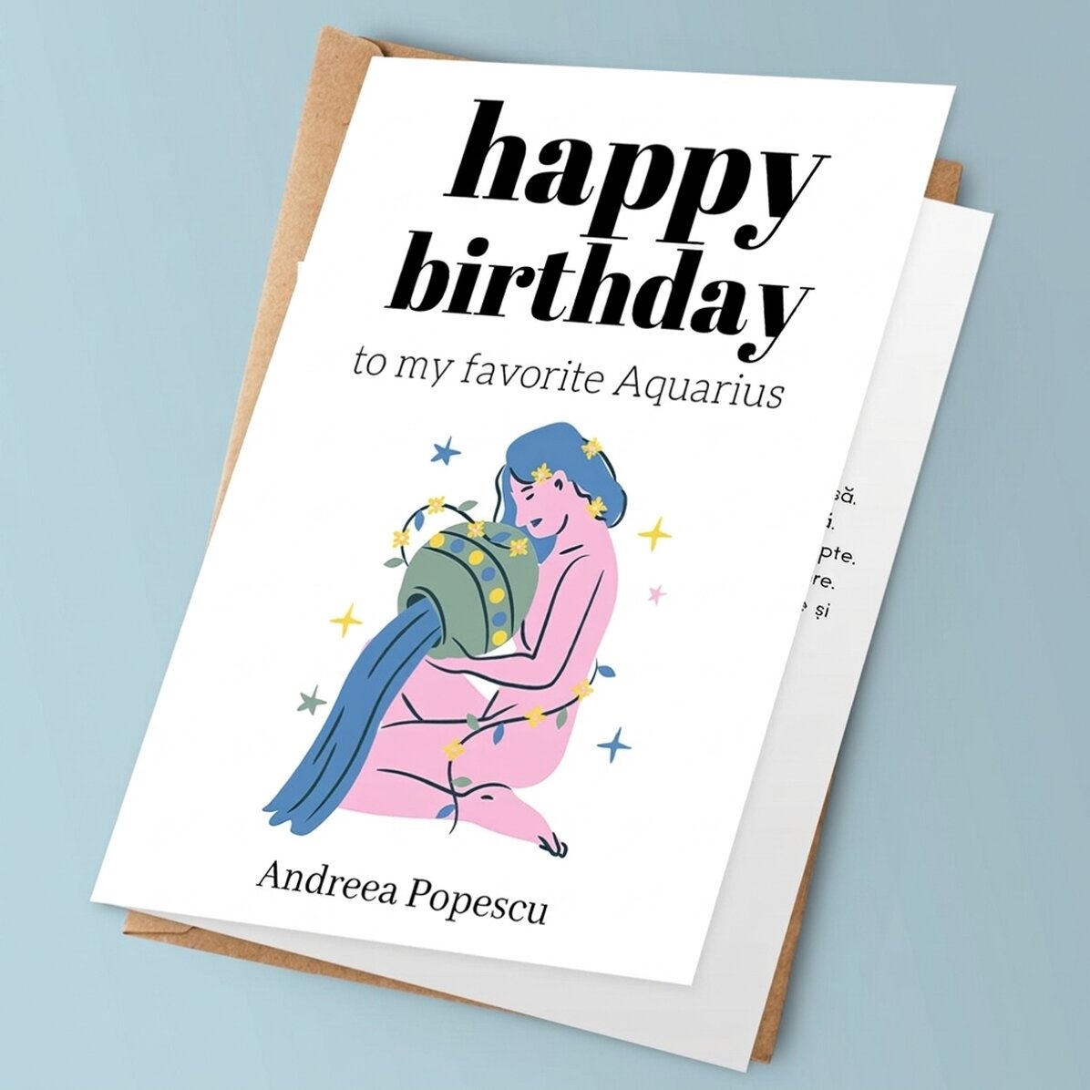 Biglietto di auguri personalizzato con testo - Segno zodiacale dell