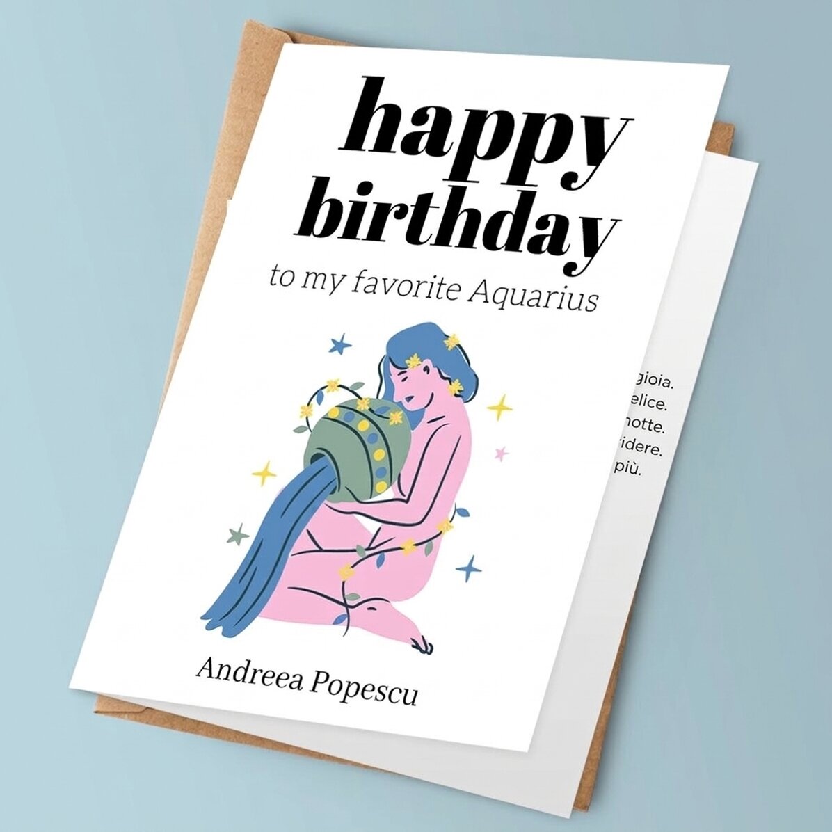 Biglietto di auguri personalizzato con testo - Segno zodiacale dell