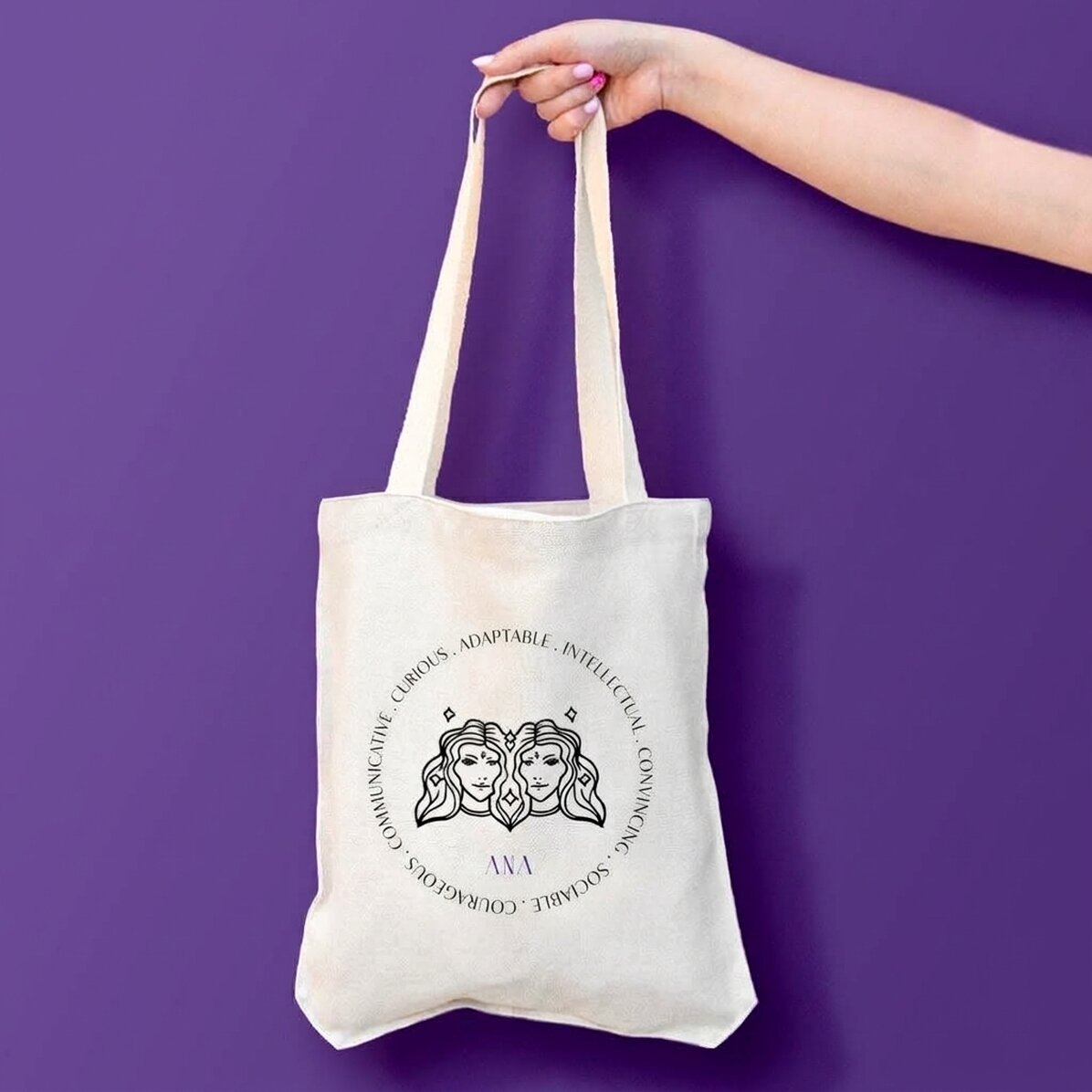 Borsa personalizzata con scritta - Segno zodiacale Gemelli