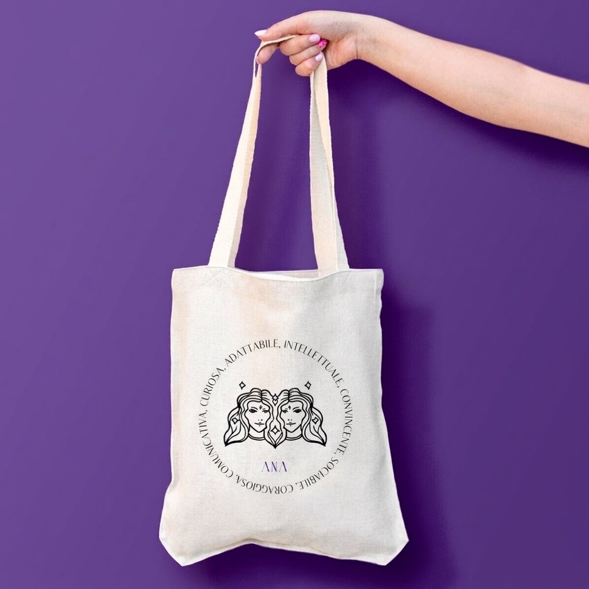 Borsa personalizzata con scritta - Segno zodiacale Gemelli