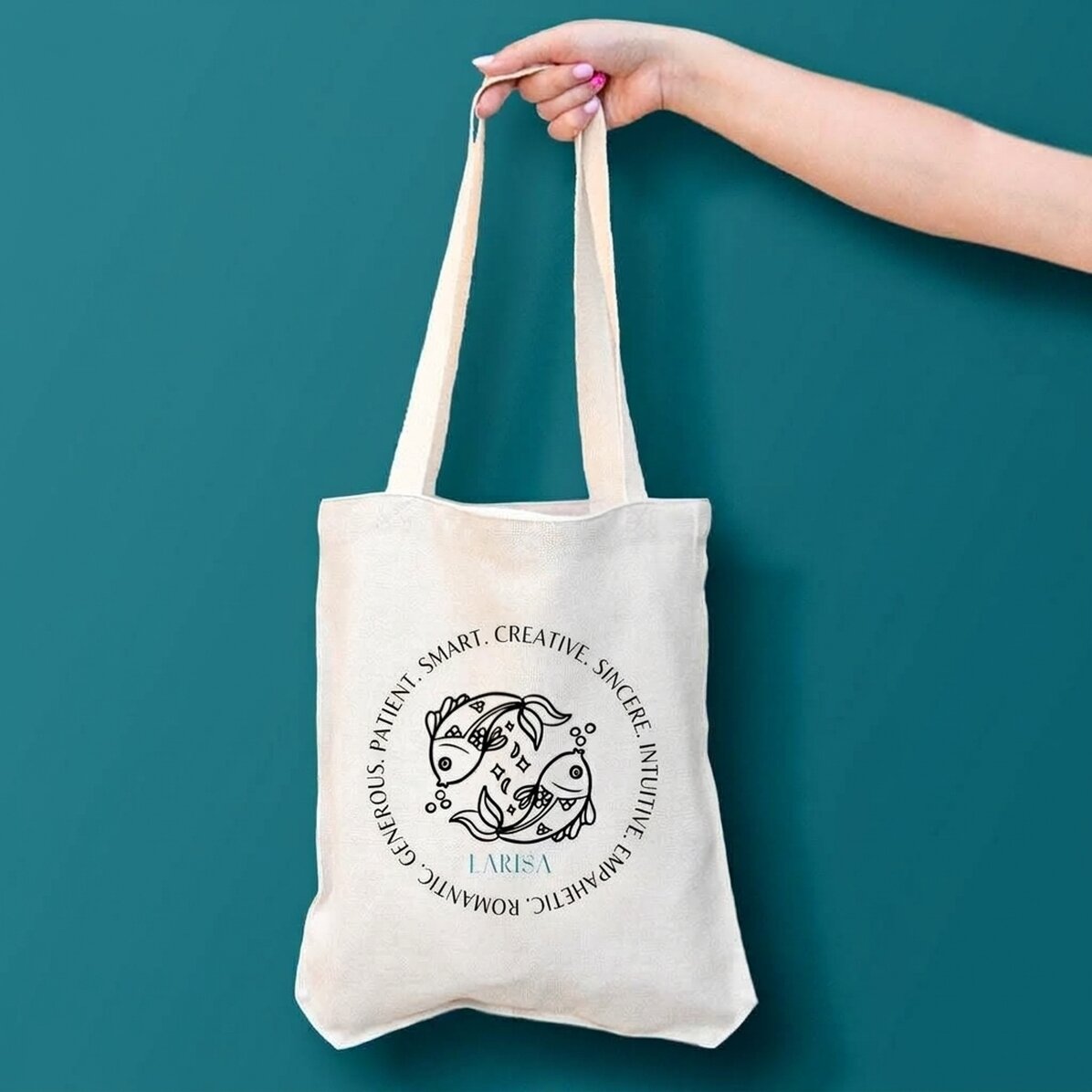 Borsa personalizzata con scritta - Segno zodiacale Pesci