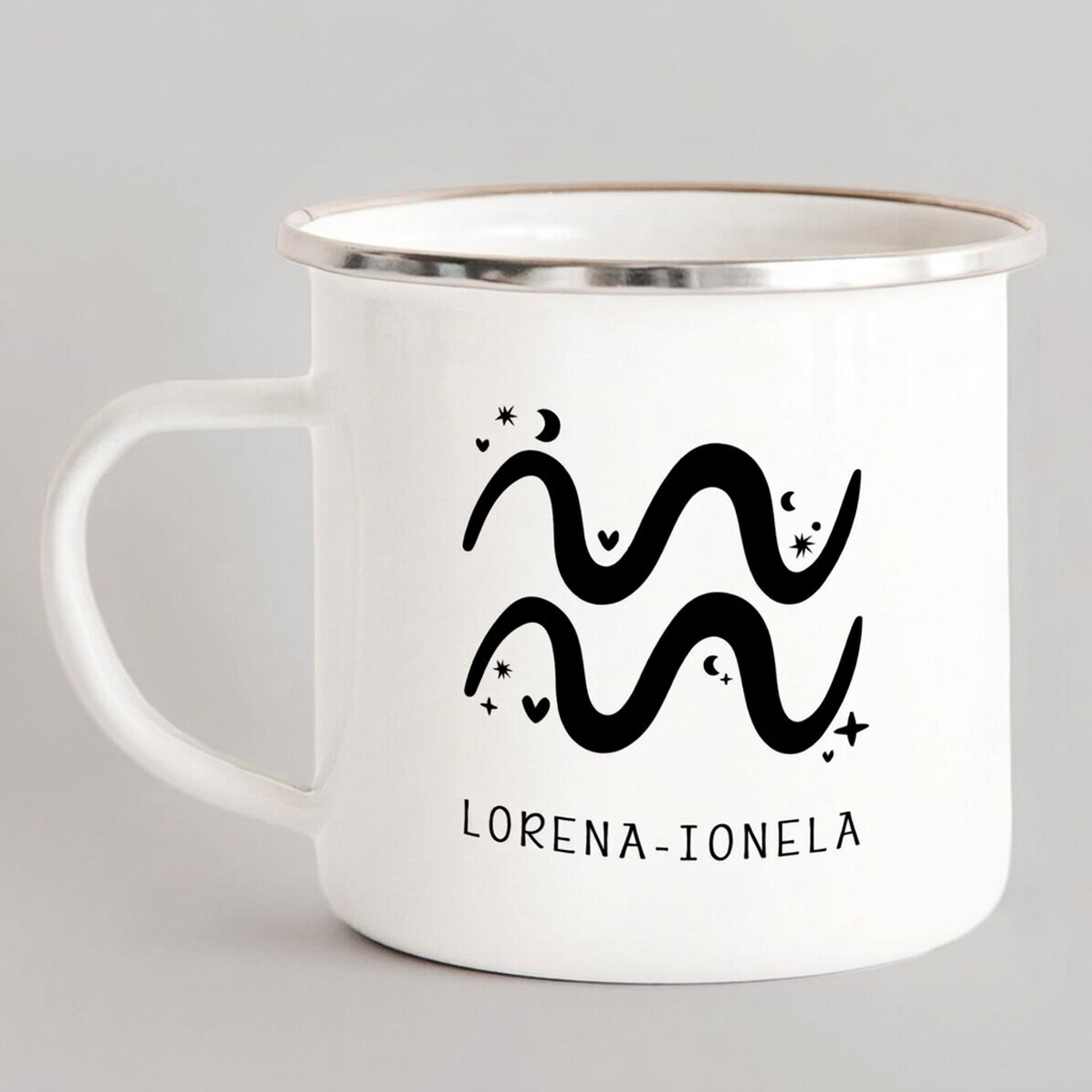 Tazza in metallo smaltato personalizzata con messaggio - Segno zodiacale dell