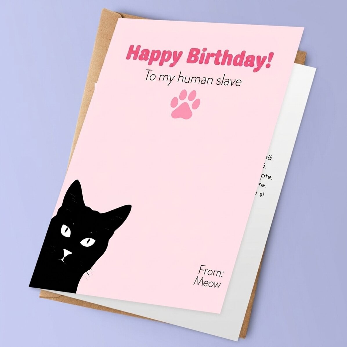 Biglietto di auguri personalizzato con testo - Lettera da Meow