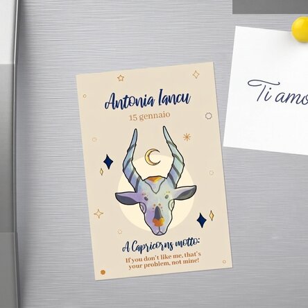 Magnete personalizzato 10x15 cm con testo - Segno zodiacale Capricorno
