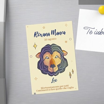 Magnete personalizzato 10x15 cm con testo - Segno zodiacale Leone