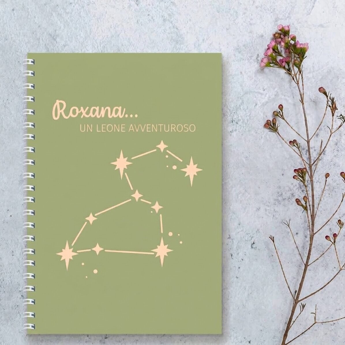 Quaderno personalizzato con scritta - Segno zodiacale Leone
